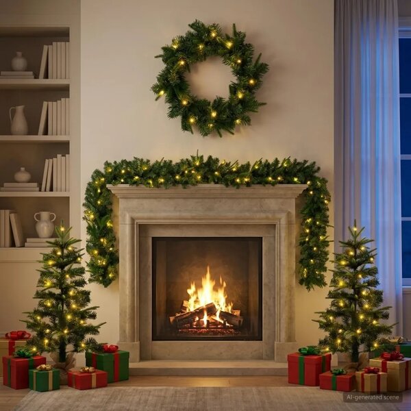 Mini božićno drvce 90 cm 175 LED lampica Topla bijela PVC i PE - Zelena 90 cm s LED svjetlima