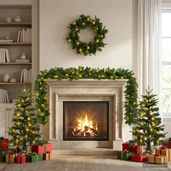 Mini božićno drvce 90 cm 175 LED lampica Topla bijela PVC i PE - Zelena 90 cm s LED svjetlima