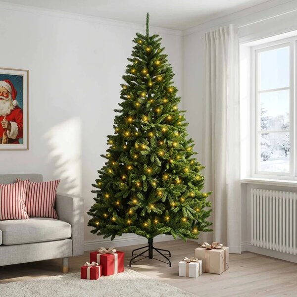 Umjetno božićno drvce s nogom 210 cm 300 LED lampica - Srednje zelena Ø 106 x 210 cm s 300 LED dioda