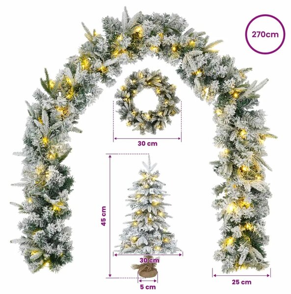 Mini božićno drvce 45 cm 125 LED lampica Topla bijela PVC i PE - Bijela 45 cm s LED svjetlima