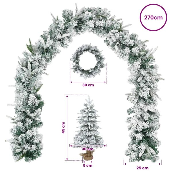 Mini božićno drvce 45 cm PVC i PE Zelena i bijela - Bijela 45 cm bez LED svjetala
