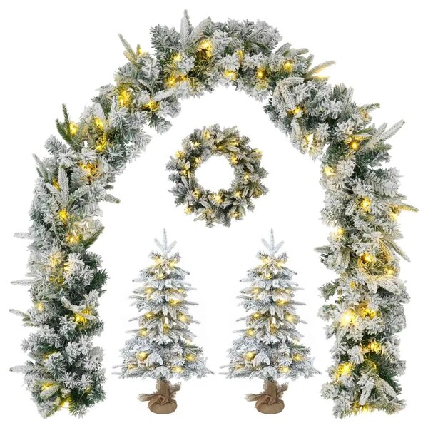 Mini božićno drvce 45 cm 125 LED lampica Topla bijela PVC i PE - Bijela 45 cm s LED svjetlima