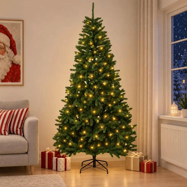 Umjetno božićno drvce s nogom 210 cm 300 LED lampica - Srednje zelena Ø 106 x 210 cm s 300 LED dioda