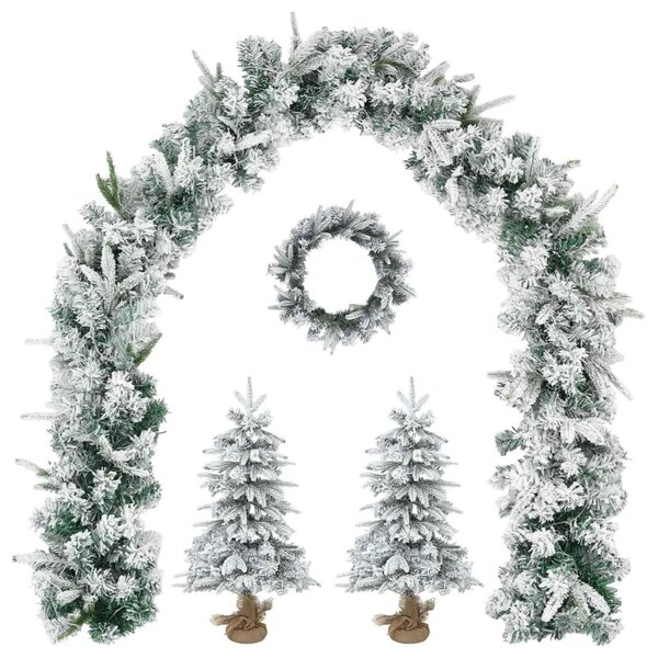Mini božićno drvce 45 cm PVC i PE Zelena i bijela - Bijela 45 cm bez LED svjetala