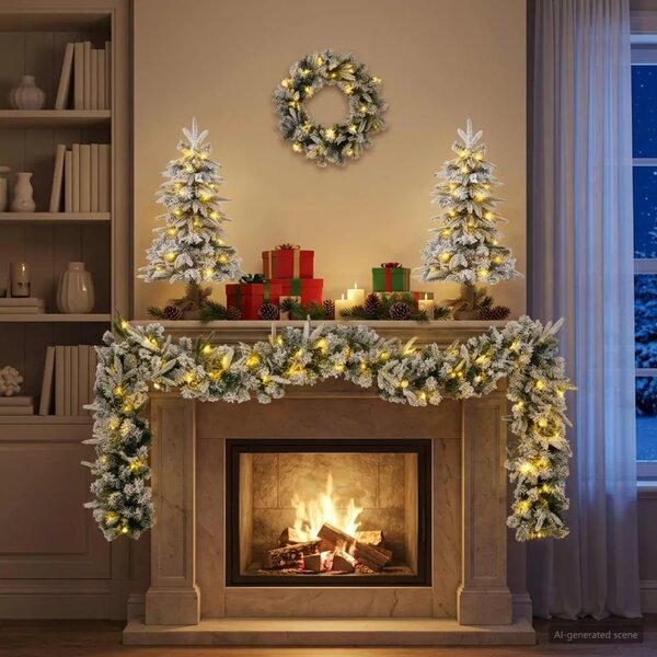 Mini božićno drvce 45 cm 125 LED lampica Topla bijela PVC i PE - Bijela 45 cm s LED svjetlima