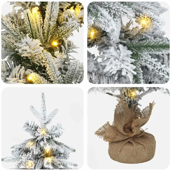 Mini božićno drvce 45 cm 125 LED lampica Topla bijela PVC i PE - Bijela 45 cm s LED svjetlima