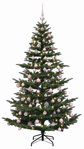 Umjetno božićno drvce s kuglicom 180 cm 300 LED lampica - Zelena 180 cm s LED-ima i ružičastim lopticama