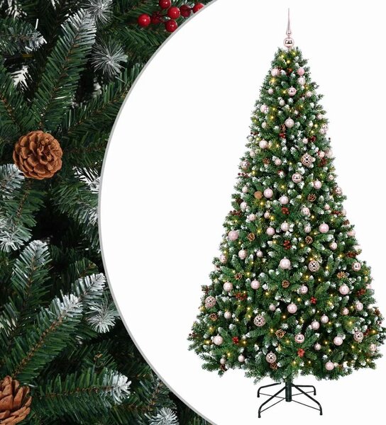 Umjetno božićno drvce zeleno s kuglicom 210 cm 300 LED lampica - Zelena s mraženim vrhovima Ø 106 x 210 cm s 300 LED dioda i ruž