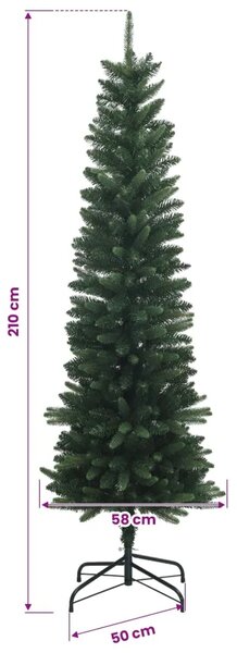 Umjetno vitko božićno drvce 210 cm 300 LED lampica Topla bijela - 210 cm s LED svjetlima Zelena