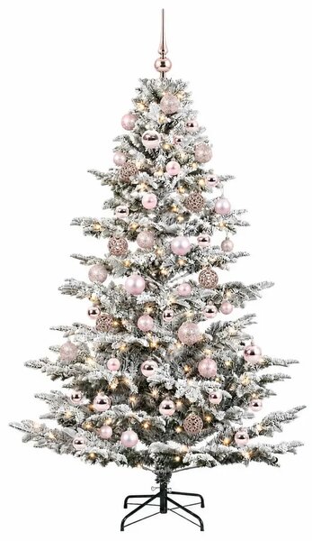 Umjetno božićno drvce s kuglicom 180 cm 300 LED lampica - Zelena i bijela 180 cm s LED-ima i ružičastim lopticama