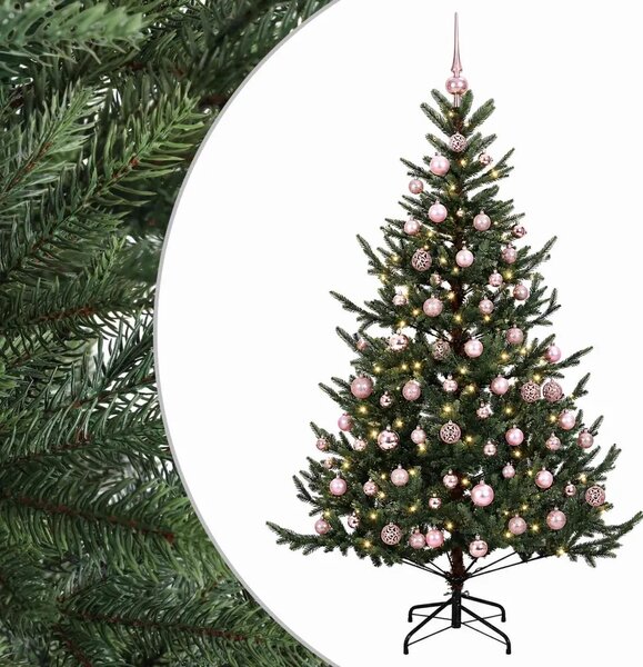 Umjetno božićno drvce s kuglicom 180 cm 300 LED lampica - Zelena 180 cm s LED-ima i ružičastim lopticama