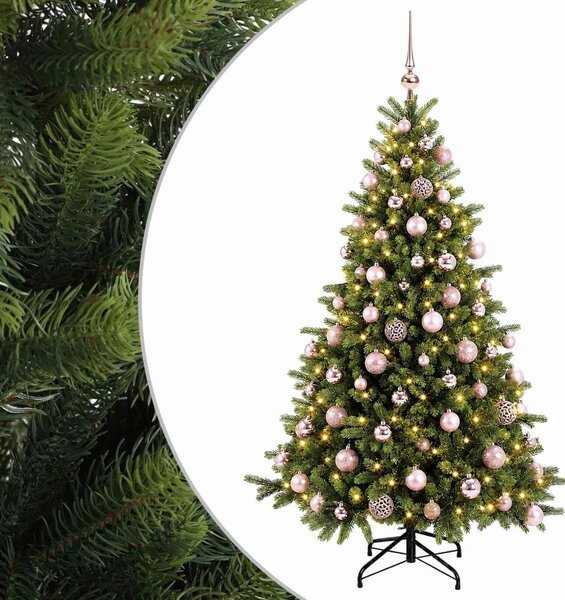 Umjetno božićno drvce s kuglicom 180 cm 300 LED lampica - 180 cm s LED-ima i ružičastim lopticama