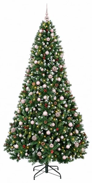 Umjetno božićno drvce zeleno s kuglicom 210 cm 300 LED lampica - Zelena s mraženim vrhovima Ø 106 x 210 cm s 300 LED dioda i ruž