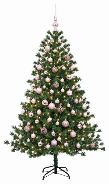 Umjetno božićno drvce s kuglicom 210 cm 300 LED lampica - 210 cm s LED-ima i ružičastim lopticama