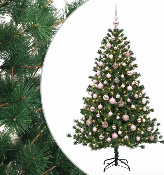 Umjetno božićno drvce s kuglicom 210 cm 300 LED lampica - 210 cm s LED-ima i ružičastim lopticama