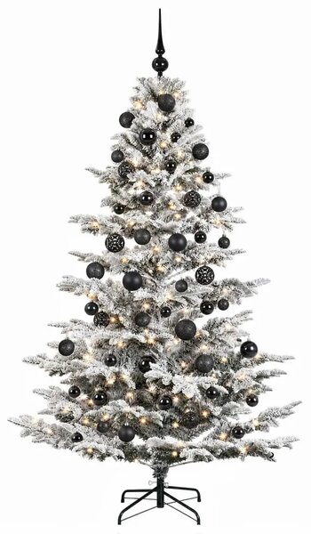 Umjetno božićno drvce s kuglicom 180 cm 300 LED lampica - Zelena i bijela 180 cm s LED-ima i crnim lopticama