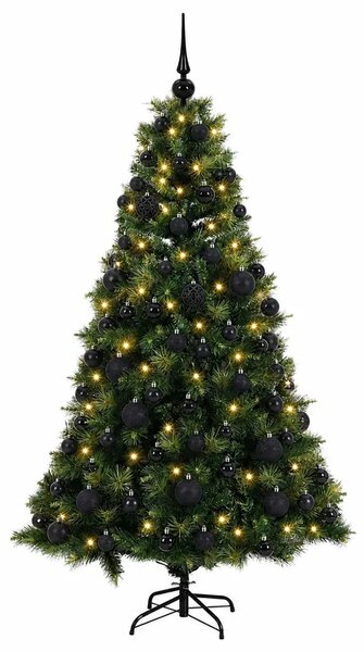 Umjetno božićno drvce s kuglicom 180 cm 300 LED lampica - Zelena 180 cm s LED-ima i crnim lopticama