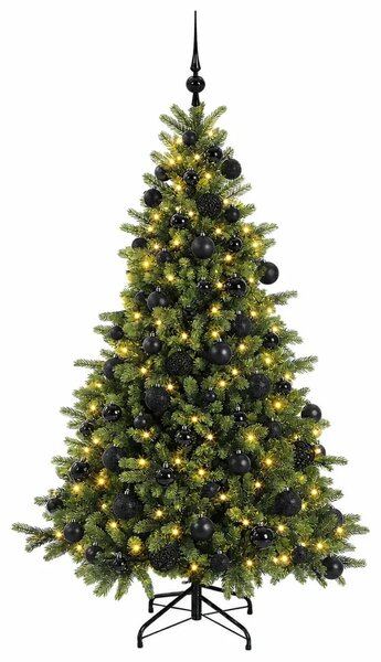 Umjetno božićno drvce s kuglicom 180 cm 300 LED lampica - 180 cm s LED-ima i crnim lopticama