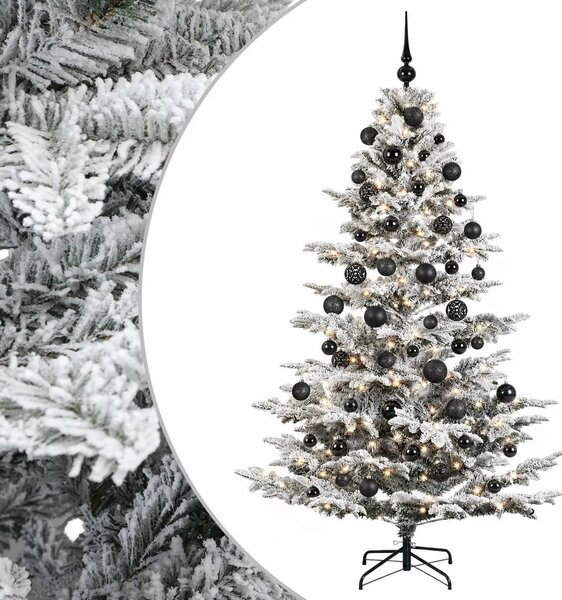 Umjetno božićno drvce s kuglicom 180 cm 300 LED lampica - Zelena i bijela 180 cm s LED-ima i crnim lopticama