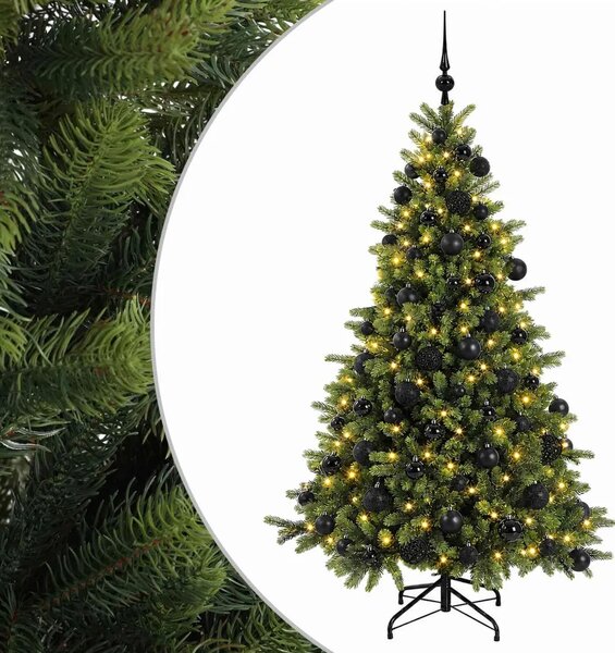 Umjetno božićno drvce s kuglicom 180 cm 300 LED lampica - 180 cm s LED-ima i crnim lopticama
