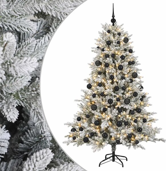 Umjetno božićno drvce s kuglicama 180 cm 300 LED lampica - Zelena i bijela 180 cm s LED-ima i crnim lopticama