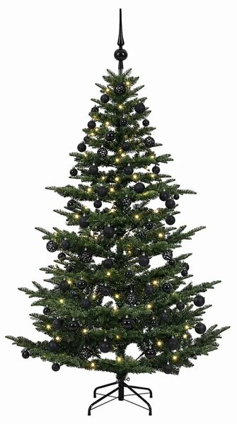 Umjetno božićno drvce s kuglicom 180 cm 300 LED lampica - Zelena 180 cm s LED-ima i crnim lopticama