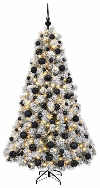 Umjetno božićno drvce s kuglicom 180 cm 300 LED lampica - Zelena i bijela 180 cm s LED-ima i crnim lopticama