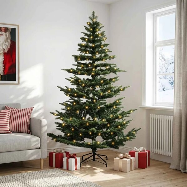 Umjetno božićno drvce s nogom 120 cm 150 LED lampica - Zelena 120 cm s LED svjetlima