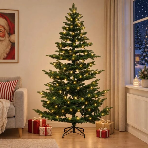 Umjetno božićno drvce s nogom 120 cm 150 LED lampica - Zelena 120 cm s LED svjetlima