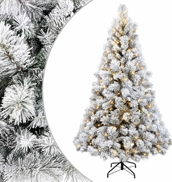 Umjetno božićno drvce s nogom 180 cm 300 LED lampica - Bijela 180 cm s LED svjetlima