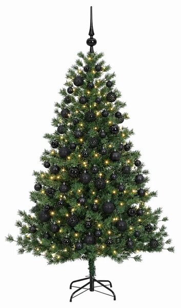 Umjetno božićno drvce s kuglicom 210 cm 300 LED lampica - 210 cm s LED-ima i crnim lopticama