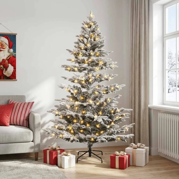 Umjetno božićno drvce s nogom 150 cm 150 LED lampica - Bijela 150 cm s LED svjetlima