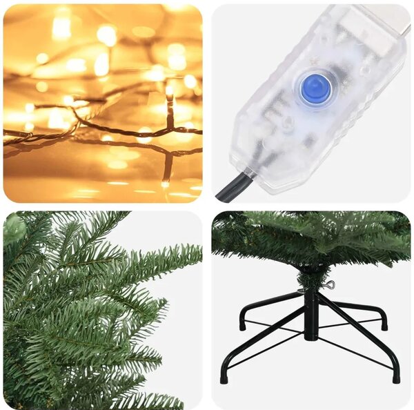 Umjetno božićno drvce s nogom 120 cm 150 LED lampica - Zelena 120 cm s LED svjetlima