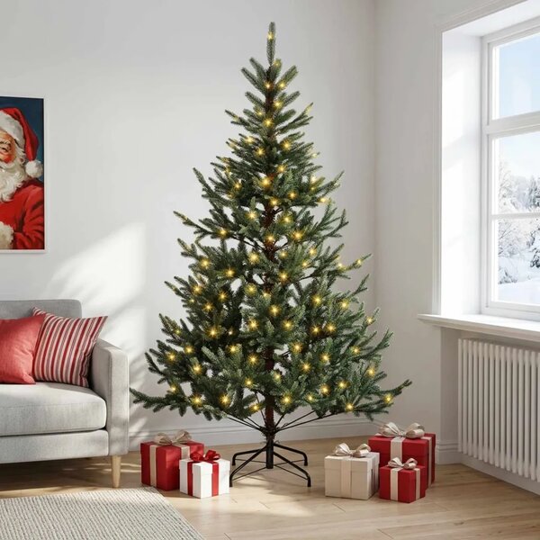 Umjetno božićno drvce s nogom 120 cm 150 LED lampica - Zelena 120 cm s LED svjetlima