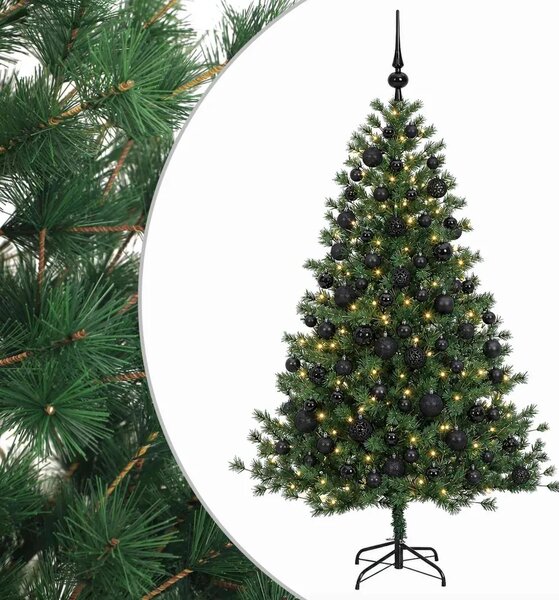 Umjetno božićno drvce s kuglicom 210 cm 300 LED lampica - 210 cm s LED-ima i crnim lopticama