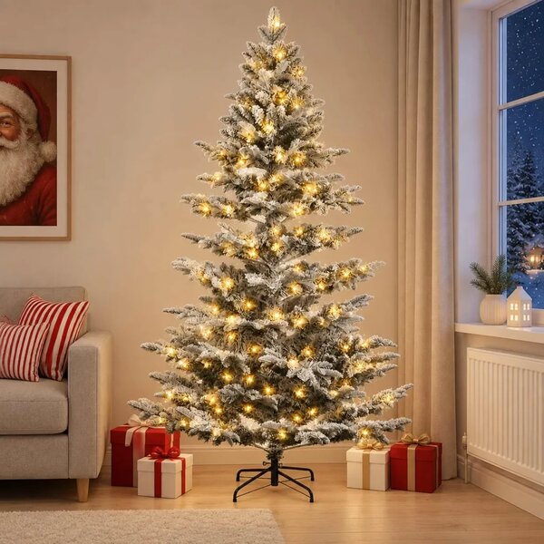 Umjetno božićno drvce s nogom 150 cm 150 LED lampica - Bijela 150 cm s LED svjetlima