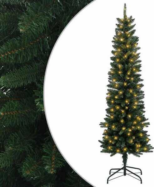 Umjetno vitko božićno drvce 210 cm 300 LED lampica Topla bijela - 210 cm s LED svjetlima Zelena