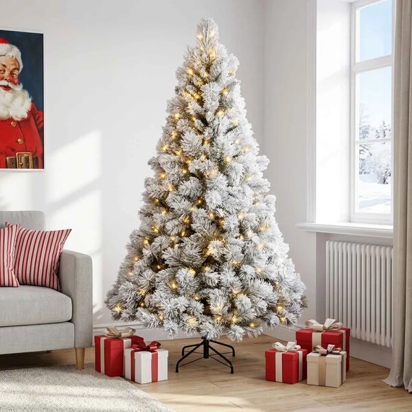 Umjetno božićno drvce s nogom 180 cm 300 LED lampica - Bijela 180 cm s LED svjetlima
