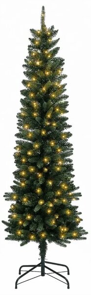 Umjetno vitko božićno drvce 210 cm 300 LED lampica Topla bijela - 210 cm s LED svjetlima Zelena