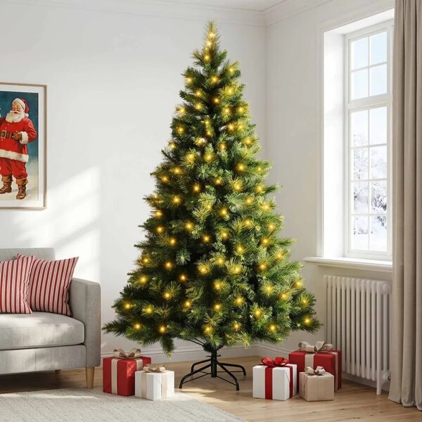 Umjetno božićno drvce s nogom 120 cm 150 LED lampica - Zelena 120 cm s LED svjetlima