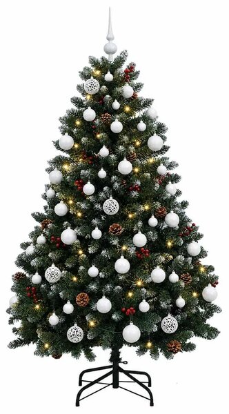 Umjetno božićno drvce zeleno s kuglicom 150 cm 150 LED lampica - Zelena s mraženim vrhovima Ø 80 x 150 cm s 150 LED dioda i bije