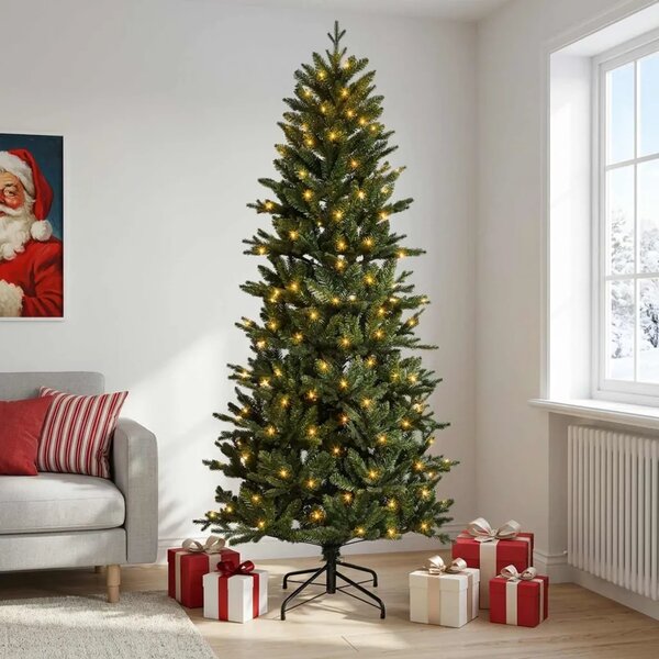 Umjetno božićno drvce s nogom 120 cm 150 LED lampica - Zelena 120 cm s LED svjetlima
