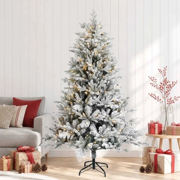 Umjetno božićno drvce s nogom 120 cm 150 LED lampica - Bijela 120 cm s LED svjetlima