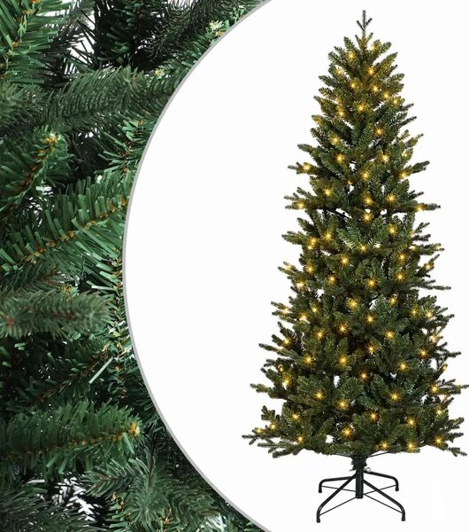 Umjetno božićno drvce s nogom 120 cm 150 LED lampica - Zelena 120 cm s LED svjetlima