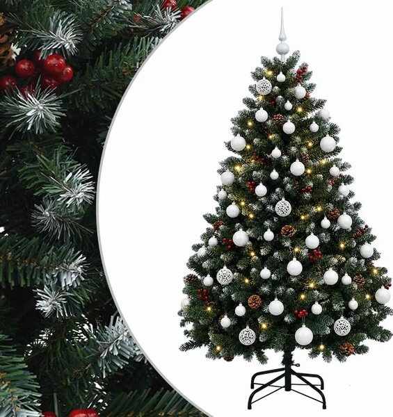 Umjetno božićno drvce zeleno s kuglicom 150 cm 150 LED lampica - Zelena s mraženim vrhovima Ø 80 x 150 cm s 150 LED dioda i bije
