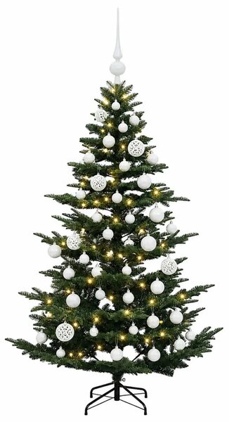 Umjetno božićno drvce s kuglicom 120 cm 150 LED lampica - Zelena 120 cm s LED žaruljama i bijelim kuglicama