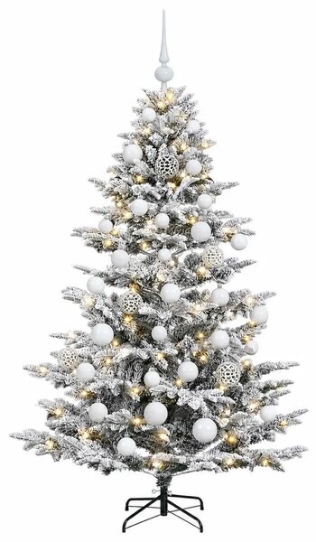 Umjetno božićno drvce s kuglicom 150 cm 150 LED lampica - Zelena i bijela 150 cm s LED žaruljama i bijelim kuglicama