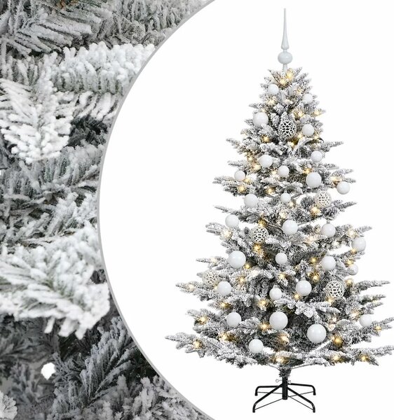 Umjetno božićno drvce s kuglicom 150 cm 150 LED lampica - Zelena i bijela 150 cm s LED žaruljama i bijelim kuglicama