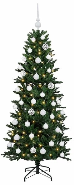 Umjetno božićno drvce s kuglicom 120 cm 150 LED lampica - Zelena 120 cm s LED žaruljama i bijelim kuglicama
