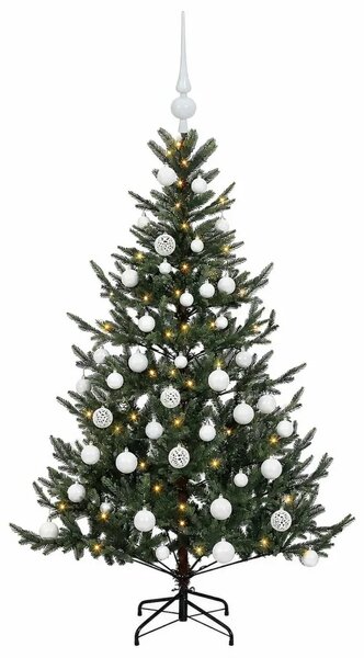 Umjetno božićno drvce s kuglicom 120 cm 150 LED lampica - Zelena 120 cm s LED žaruljama i bijelim kuglicama